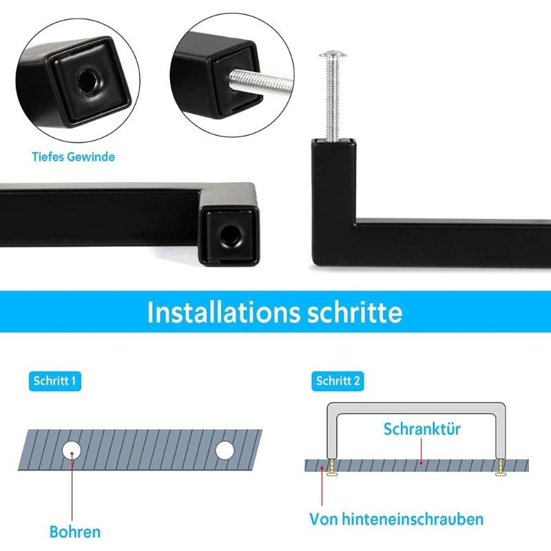 96/128mm Modern Drawer Handles Strong & Convenient Metal Handles Contemporary Black Furniture Handles for Household