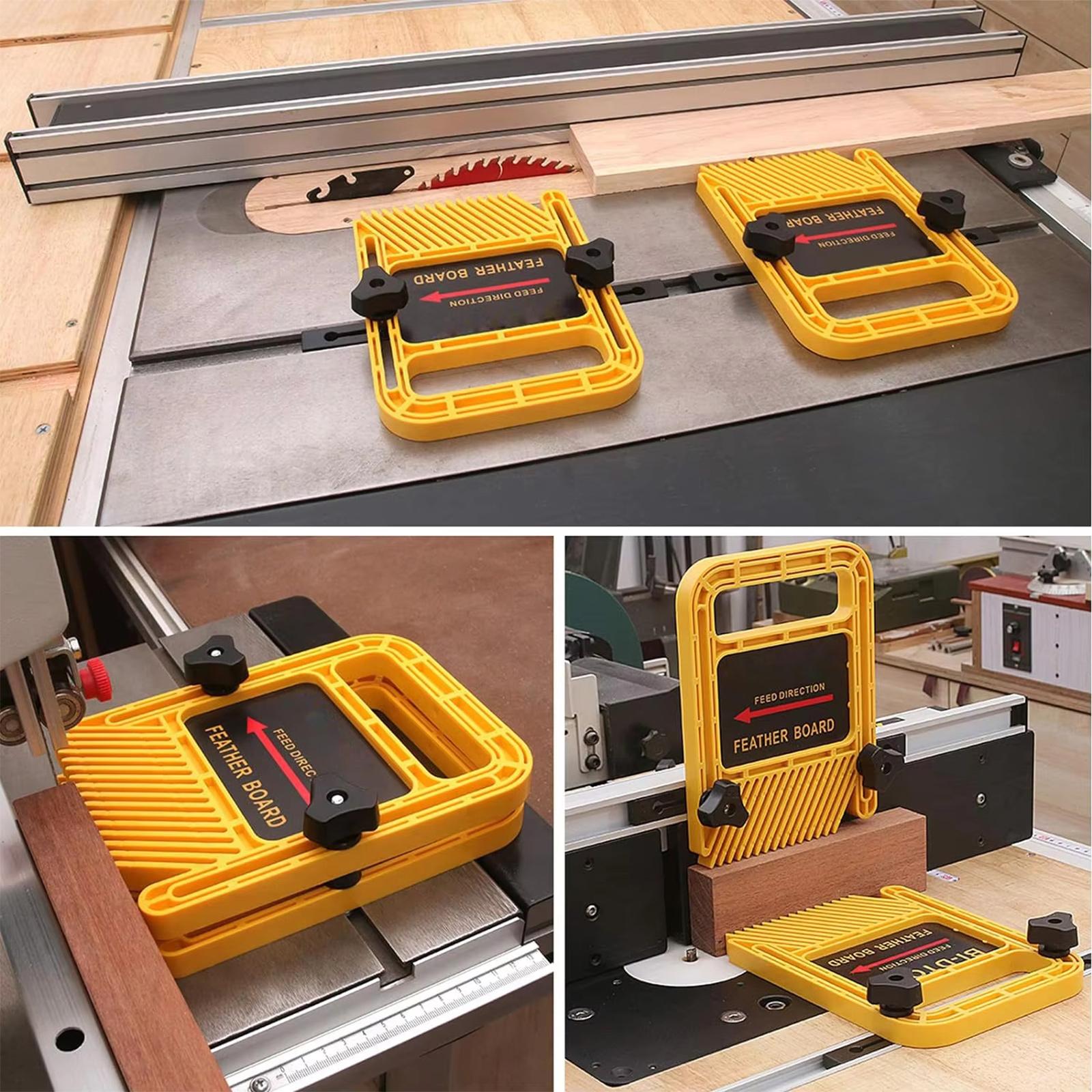 

Extended Feather Loc Board Set Multipurpose Double Featherboards Miter Gauge Slot Woodworking Handsaw Table Safety Tool жовтий
