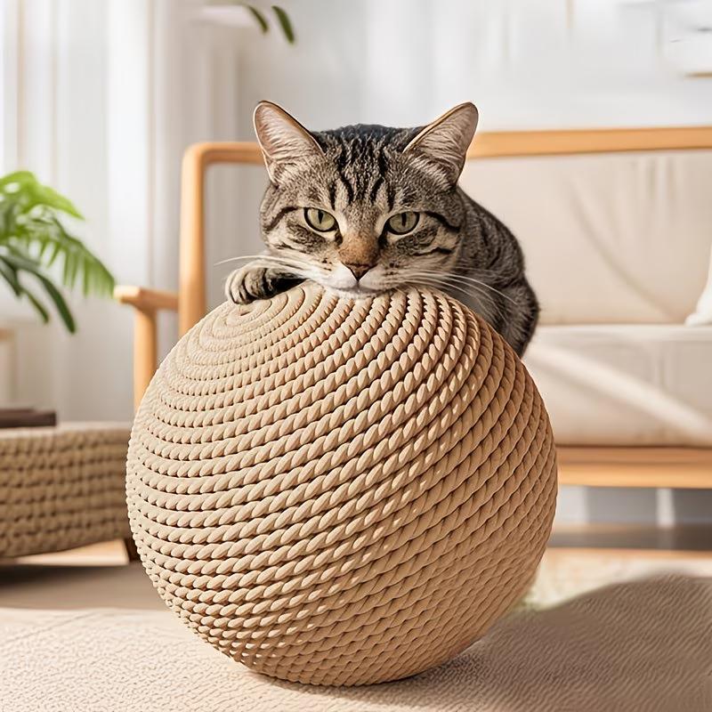 Large Sisal Cat Scratching Ball Multicolor Wear-resistant Pet Toy Self Play Molar Grinding Claw Interactive Cat Teaser Gift
