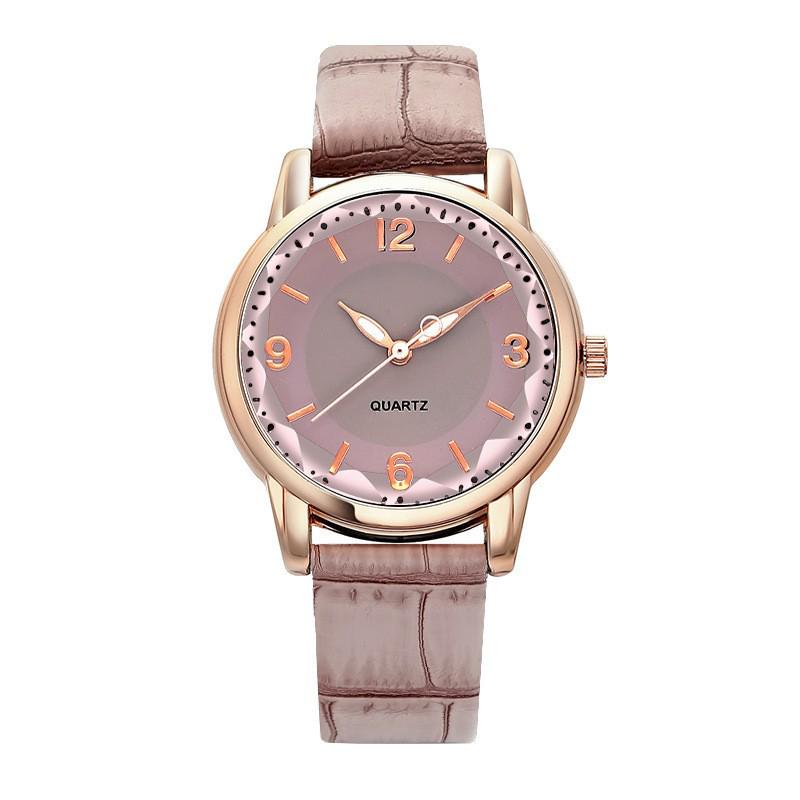 Women's Crocodile Pattern Leather Quartz Watch with Inner Shadow Numerals