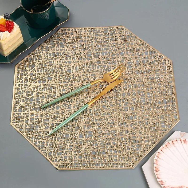 PVC Table Mat Flower Dinner Bronzing Hollow Insulation Cup Bowl Christmas Home Decoration Heat Resistant