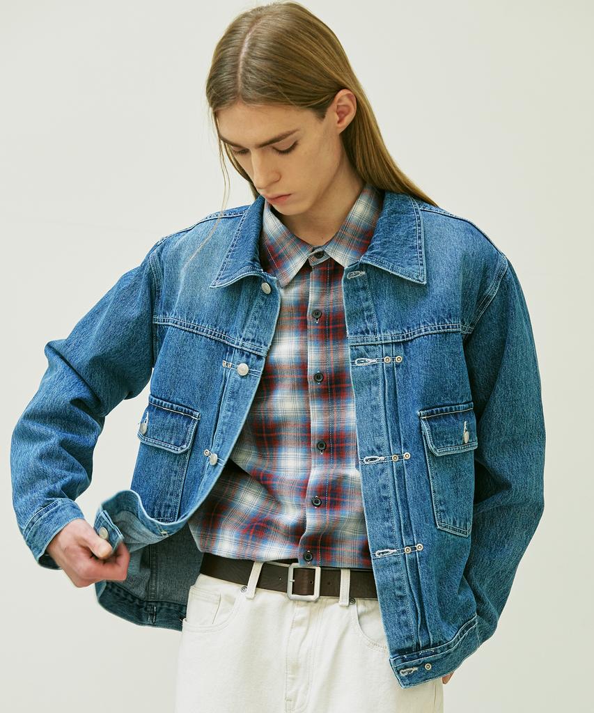 Knd Rivet 2Nd Type Washed Denim Trucker Jacket Blue