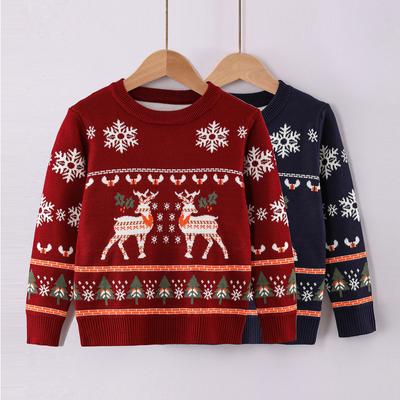 Children's Christmas Elk Sweater 2023 Fall/Winter Knit Sweater for Boys and Girls