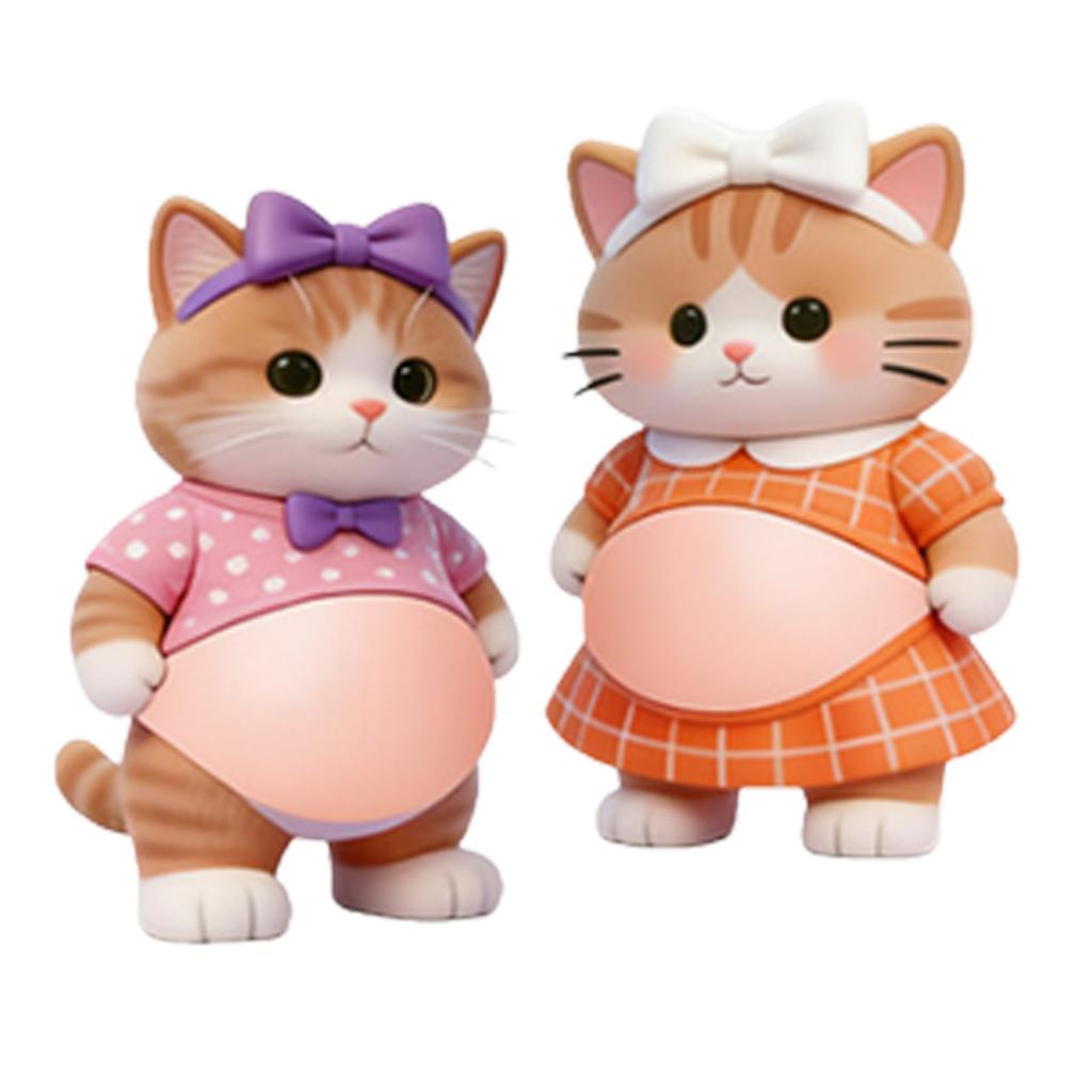 Pack of 2 Multifunctional PVC Delightful Adorable Moggie Squeeze Toys for Stress Relief Decor and Collision Prevention