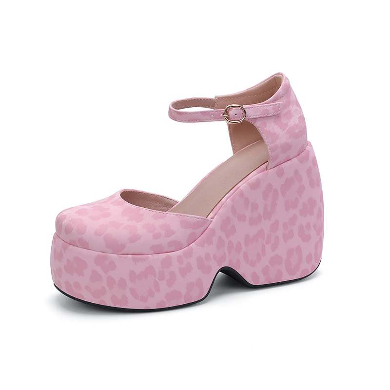 Krazing Pot Polyurethane Spring Autumn Size 43 Women Platform Super High Heels Women Round Toe Waterproof Prints Leather Pumps