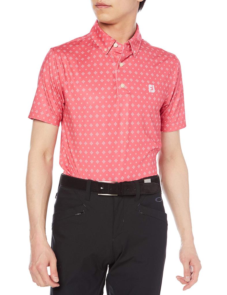 FootJoy Tie Print Lyle Polo Cape Size M Men's Shirt, Red, (FJ-S21-S02)