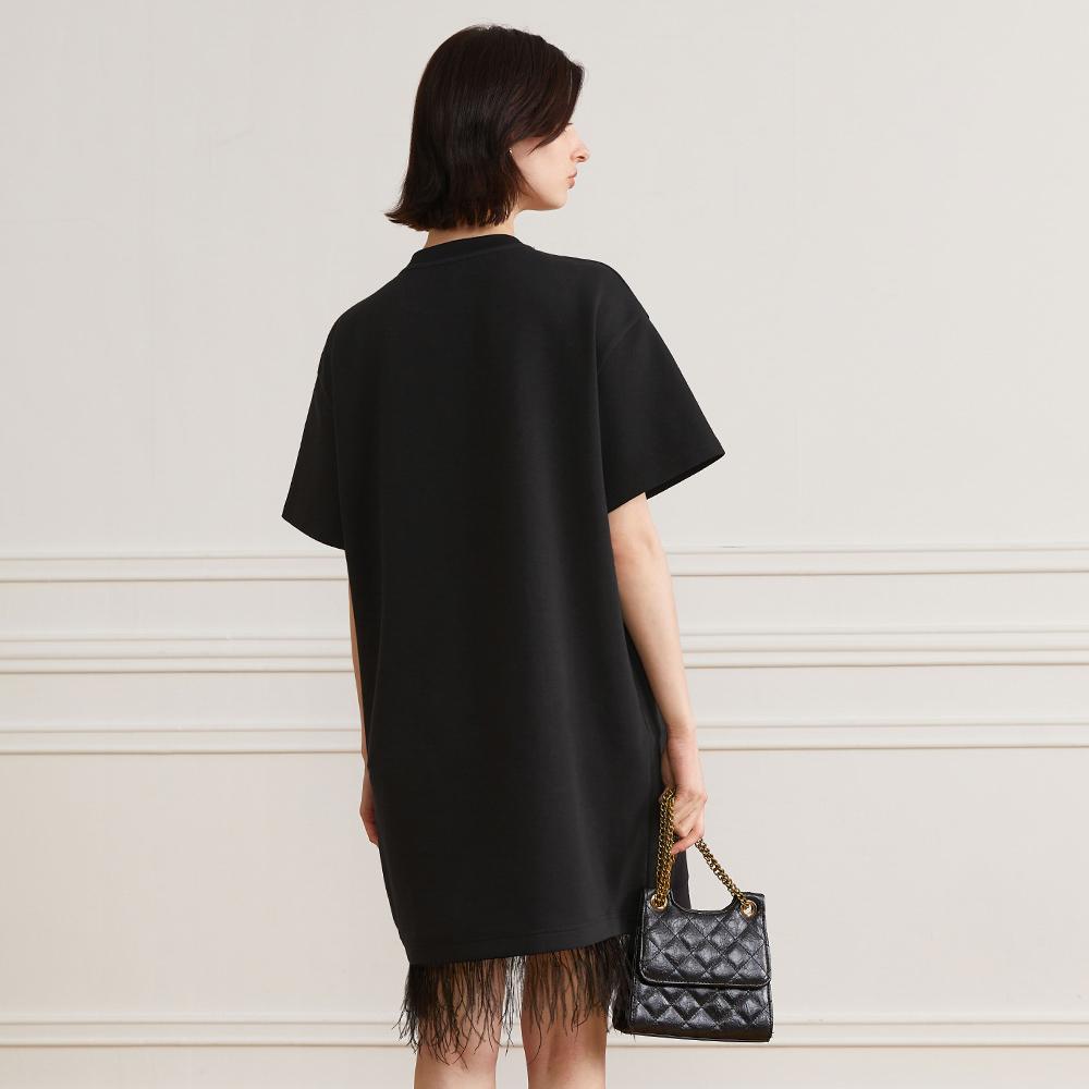 Waiwaiaiem Yy_Fringed Loose-Fit Dress_Black