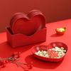 Large Love Red Fruit Plate Household Coffee Table Fruit Snacks Heart Shaped Red Plate Dining Table Bone Spitting Plate