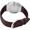 Casio MTP-VT01L-2B Men's Minimal Blue Dial Analog Watch Brown Leather Band Silver Quartz Movement