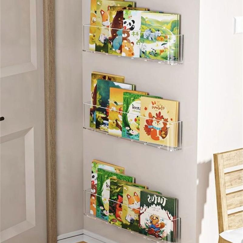 Pet Material Acrylic Book Display Stand Versatile Acrylic Wall Mount Magazine Holder Easy to Clean Book Support Holder