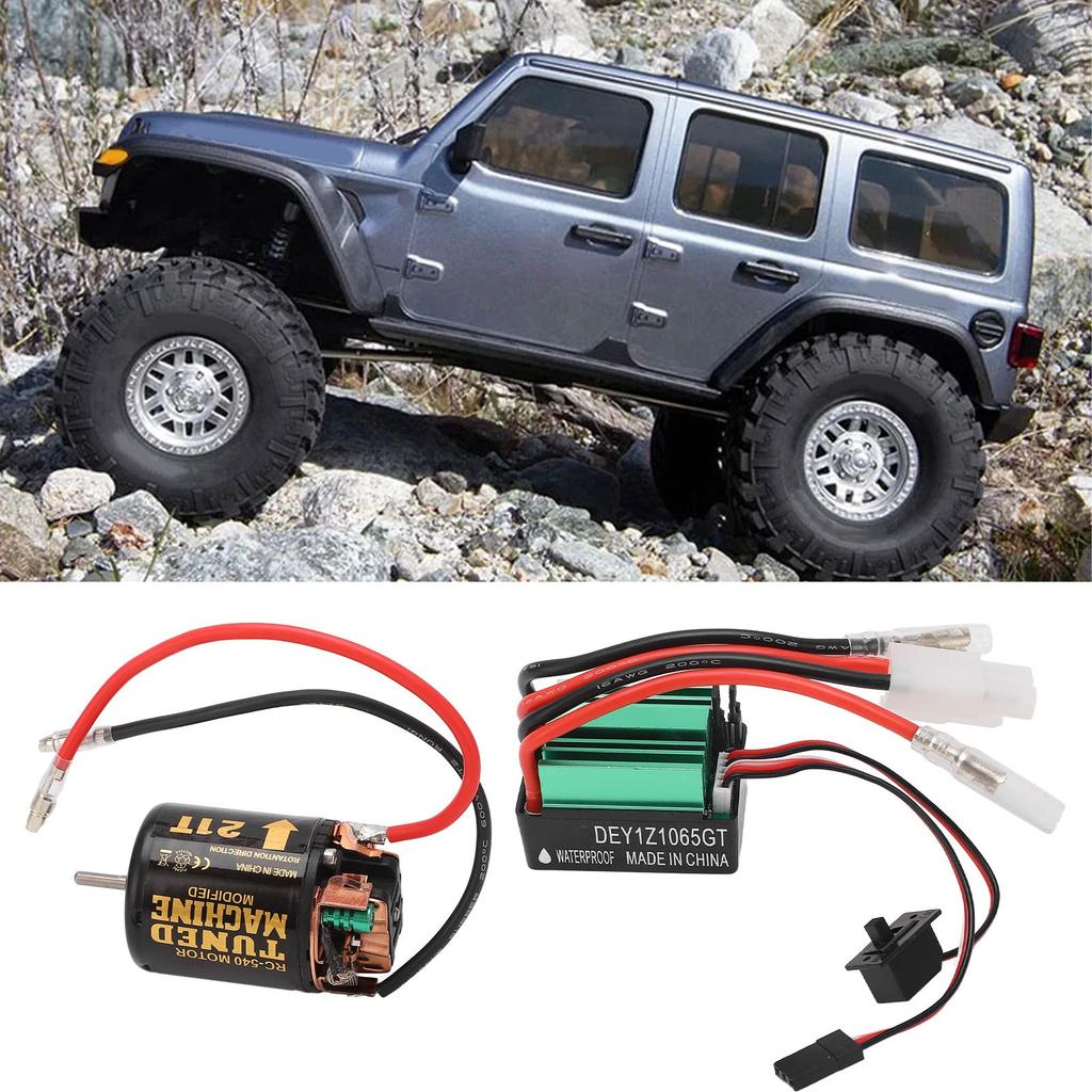 Brushed Motor/ESC Combo 540 21T Brushed Motor and 65A Waterproof Green Brushed ESC for Traxxas and Tamiya