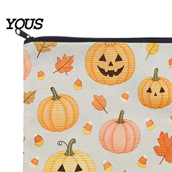 Durable Fabric Organizer Storage Bag, with Halloween Pattern Print, Smooth Zipper Canvas Lightweight Festive Organizer, Portable Stationery Case, for