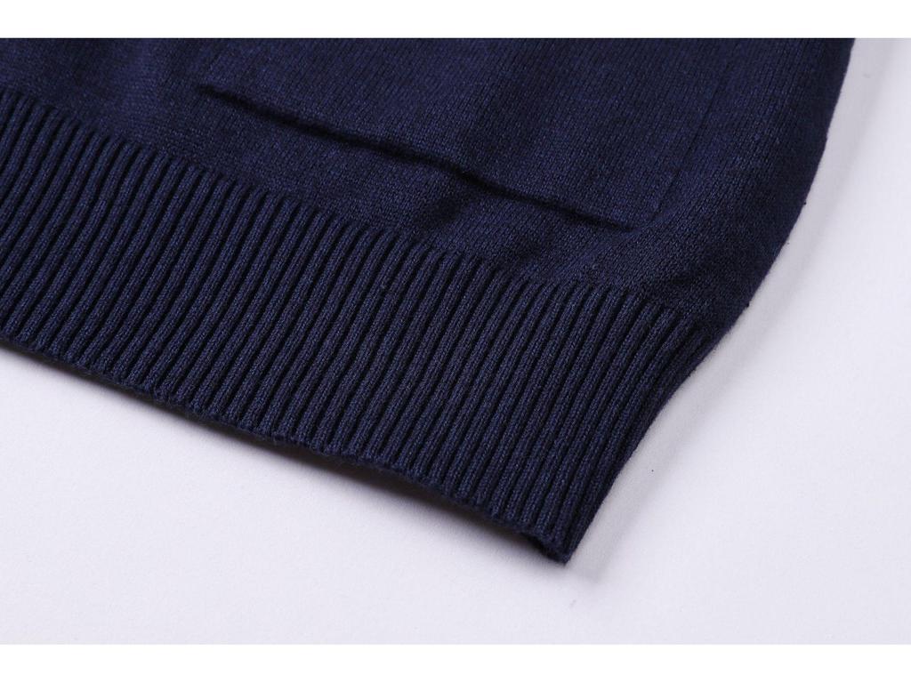 Men's Cotton V-Neck Sweater with Small Horse Embroidery – Classic, Versatile Spring/Autumn Knitwear