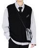 ACHA Cotton Aran Colored Safety Pin Knit Vest _ Black