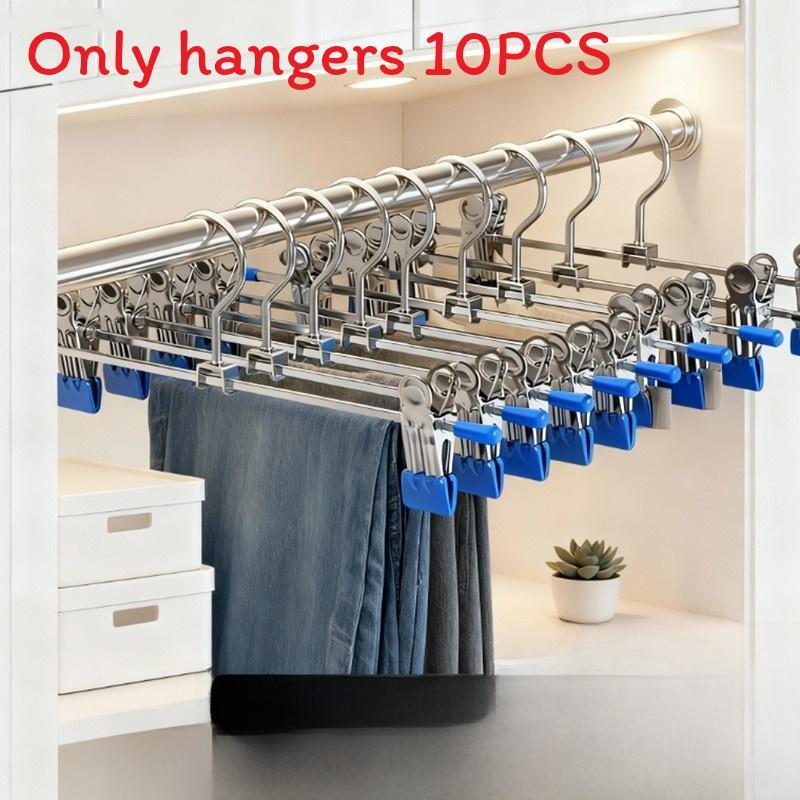 Modern Stainless Steel Pants Hanger With Nonslip Clamps For Home Clothes Organization