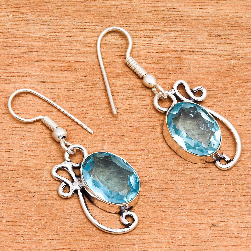 Swiss Blue Quartz Gemstone Jewelry Necklace Set 16-18''