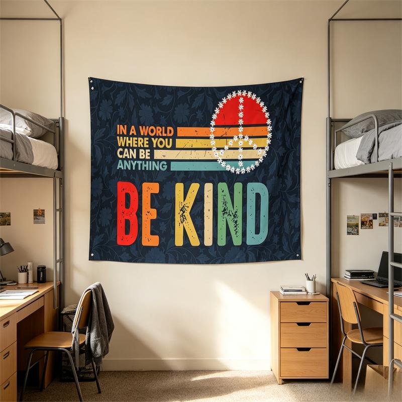Black Distressed Flag Quote Tapestry Wall Hanging Motivational Aesthetic Wall Art College Dorm Bedroom Living Room Decor