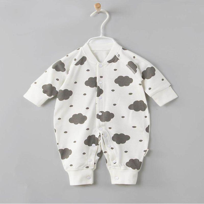 

Newborn Spring and Autumn Long Sleeve Cotton Boneless One-Piece Dark gray 66cm (3-6 Months)