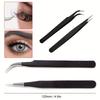 1.0mm Black Tweezers 2Pcs/Set, Straight & Curved Tips DIY Craft Handmade Clips