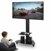 Mobile TV Stand Height Adjustable Rolling TV Stand on Wheels with Shelf for 37-70 Inch Screens Holds Up To 88lbs