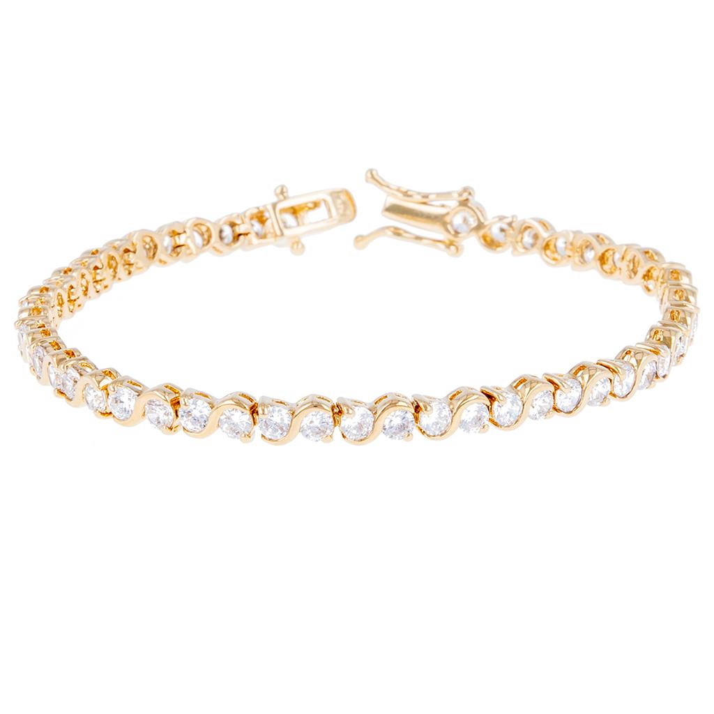 Les Trésors De Lily [R7211] - Gold-plated Bracelet 'Rivières De Cristal' White Gold - 18 Cm 4 Mm