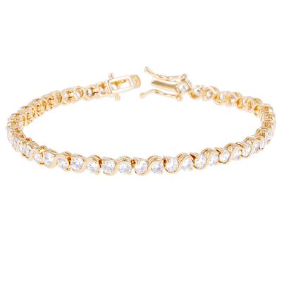 [R7211] - Gold-plated Bracelet 'Rivières De Cristal' White Gold - 18 Cm 4 Mm