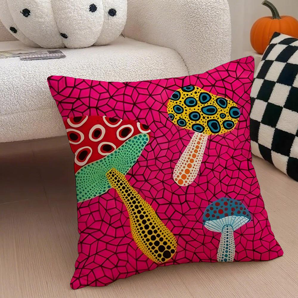 

DOT ART YYAYOI KUSAMA Cushion Cover Throw Pillow Cover Hidden Button Durable Polyester Chair Cushion 30X30cm