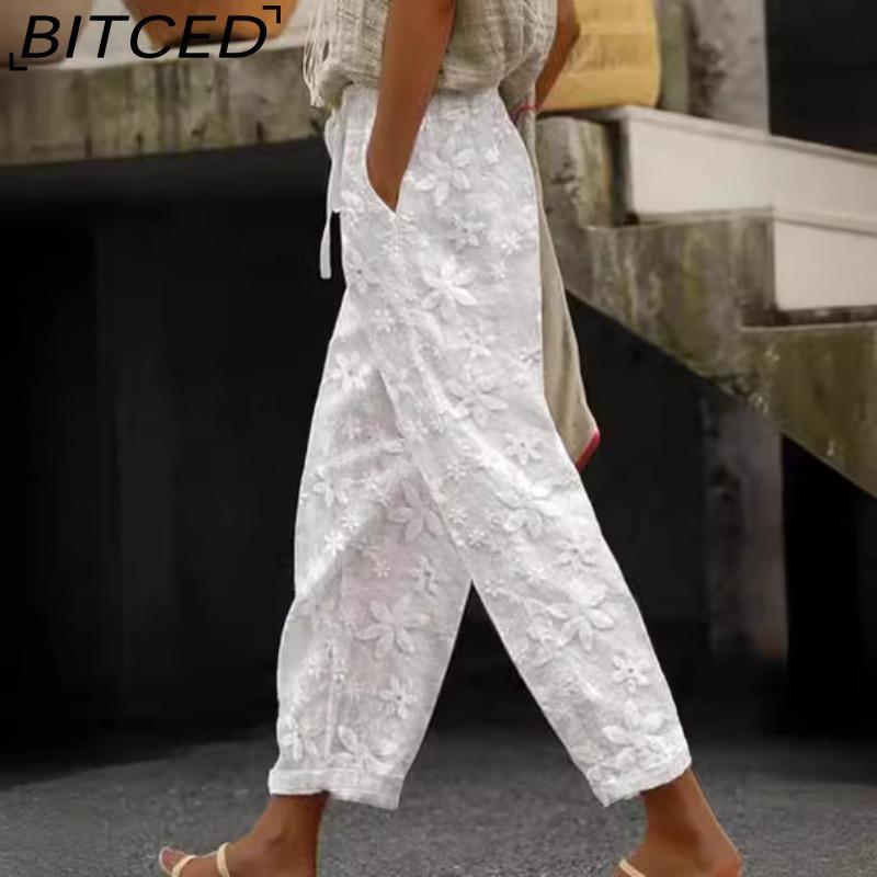 BITCED Summer Women Cool Trousers Casual Loose Wide Leg Plus Size Pants Comfortable Leisure Pants