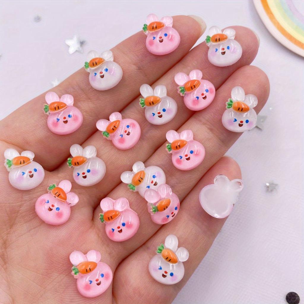50 buc rășină mini sclipici ridichi iepure arta unghii strass cu spate plat aplice DIY album de însemnări decor bijuterii accesorii meșteșuguri