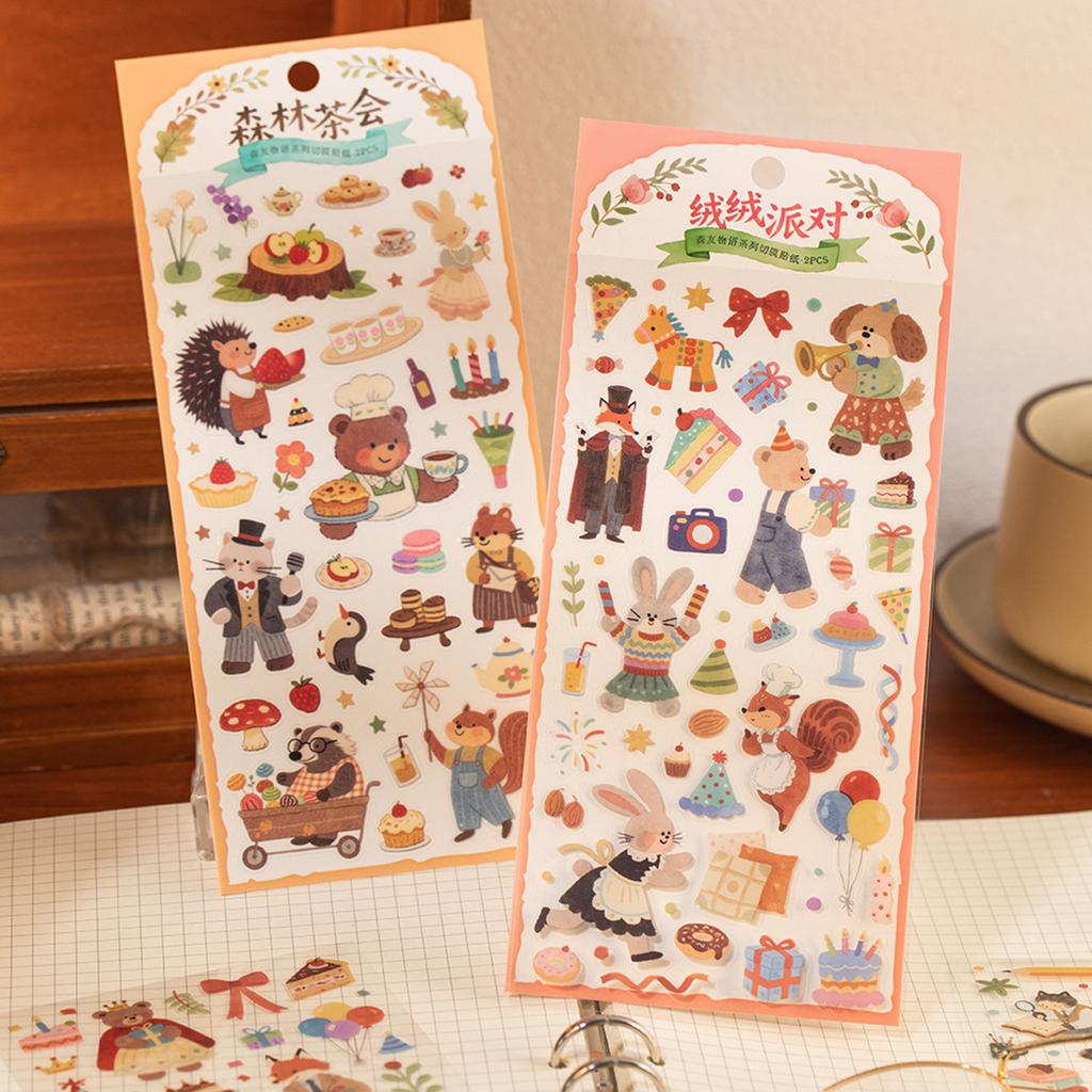 Cartoon Animal Scrapbooking Sticker Transparent Decorative Sticker for DIY Craft Journaling Scrapbook Journal Planner