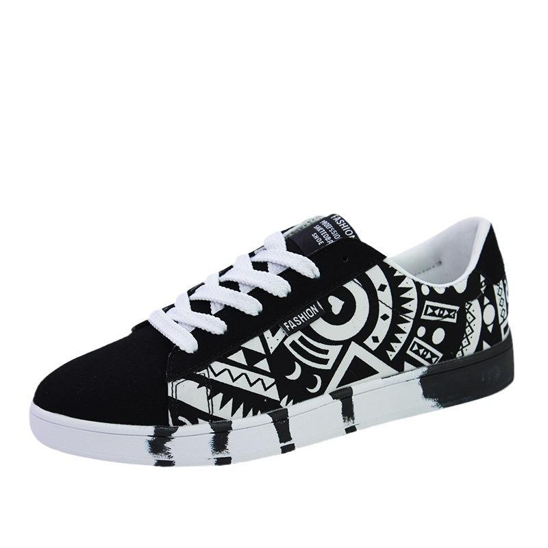 Summer Trendy Men's New Board Shoes Outdoor Non Slip Walking Men Sporty Shoe Canvas Pattern Casual Sneakers Male Zapatos