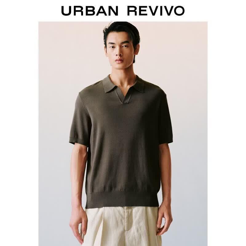 Men s Fashion Solid Short-Sleeve Polo Knit Shirt XS
