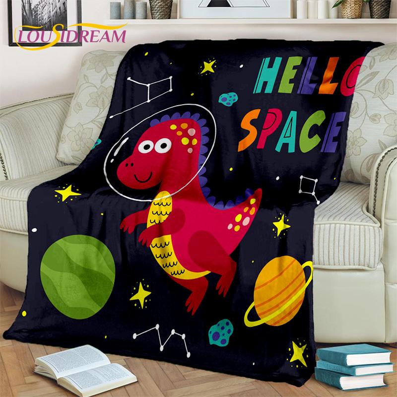 HD Cute Dino Cartoon 3D Dinosaur Space Children Blanket,soft Throw Blanket for Home Bedroom Bed Sofa Picnic Office Cover Blanket