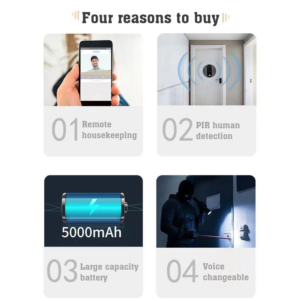 4.3 אינץ' 1080P Tuya WiFi חור הצצה פעמון דלת מצלמה בית חכם לילה PIR זיהוי תנועת דלת מציג פעמון דלת וידאו