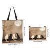Chic Kitten Moon and Cat Shoulder Bag And Makeup Bag Reusable Shopping Bags Chic Cosmetic Pouch Handbag Women's Daily Use