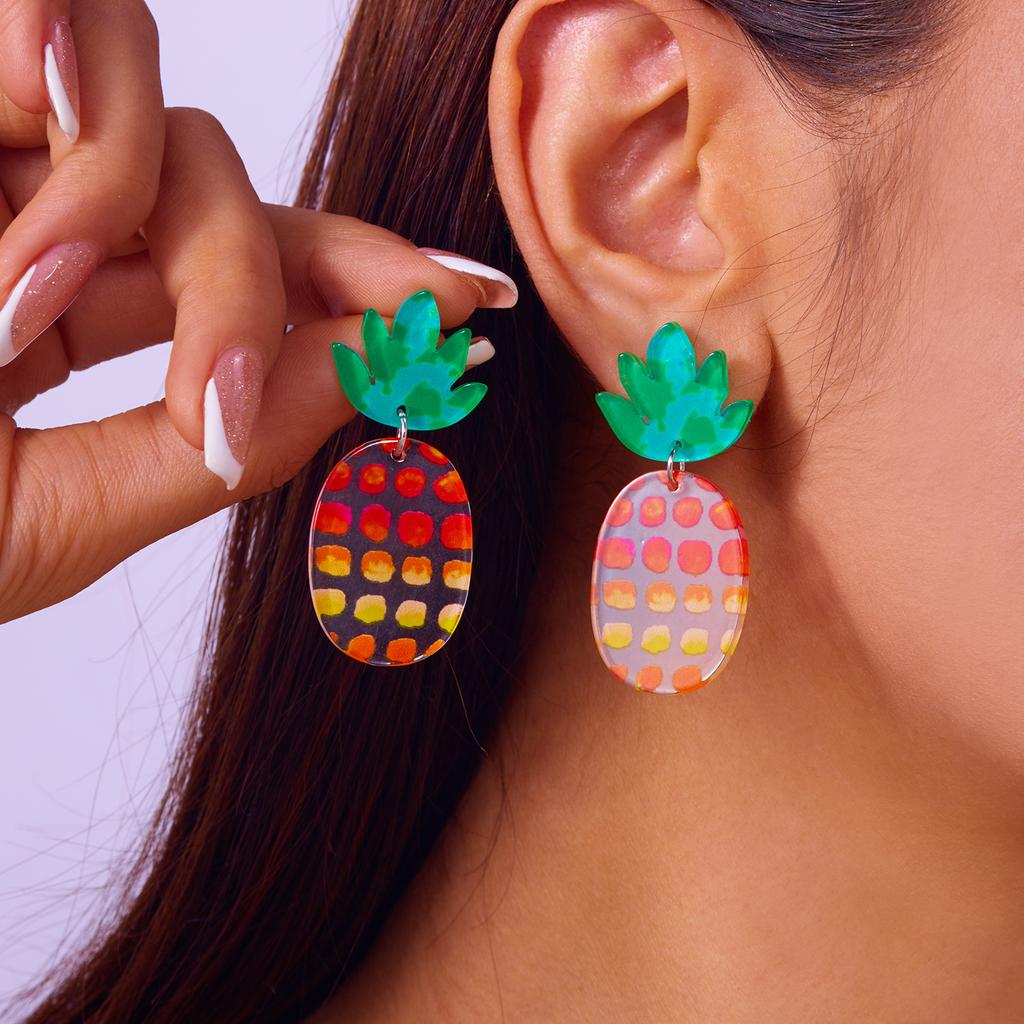 Multicolor Imitation Fruit Drop Earrings for Women Girls Acrylic Strawberry Pineapple Lemon Pendientes Earring Party Jewelry