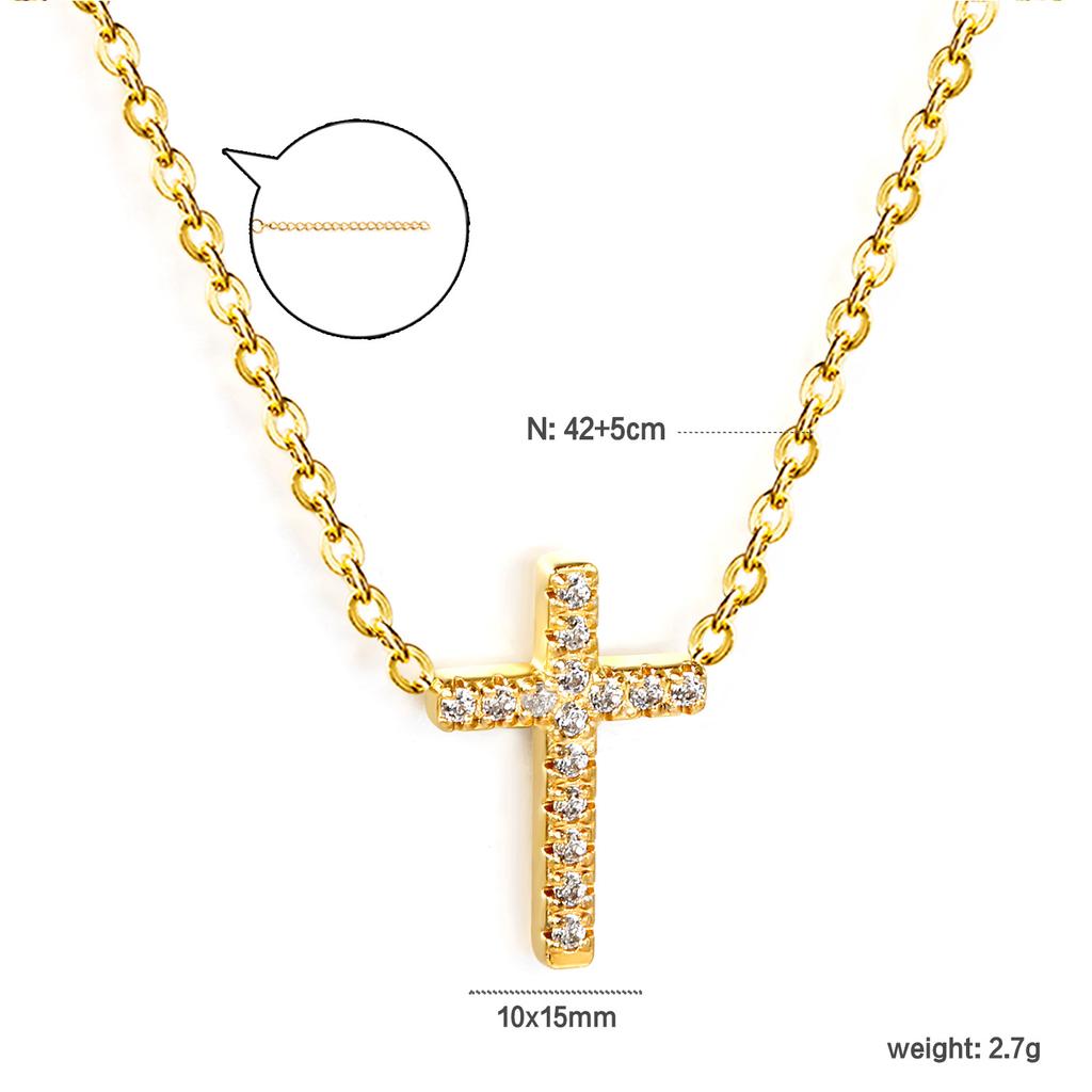 Zircon Cross Pendant Necklace Light Luxury Fashion Jewelry Gift for Women Delicate Collarbone Chain