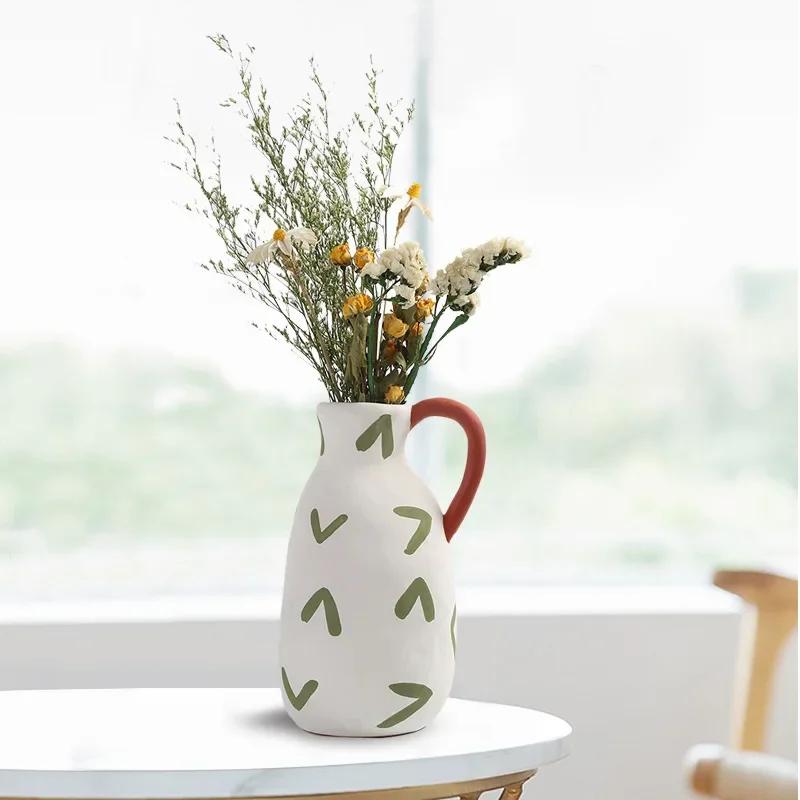 Nordic ins Ceramic vase decoration Living Room Sample Room Home decor Flowers Flower arranger Table Top crafts
