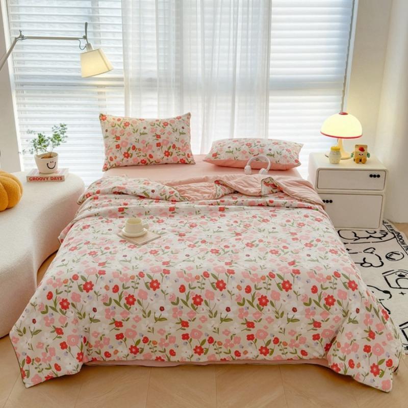 Summer Lightweight Quilt Wrinkle Resistant Washed Cotton All Season Comforter Single Double Bed Air Conditioning Duvet