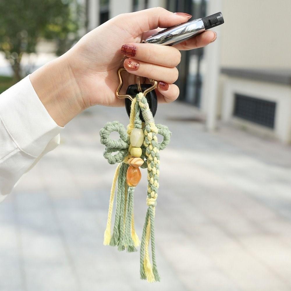 Tassel Braided Keychain Countryside Style Bag Pendant Handmade Woven Keychain  Bag Decoration