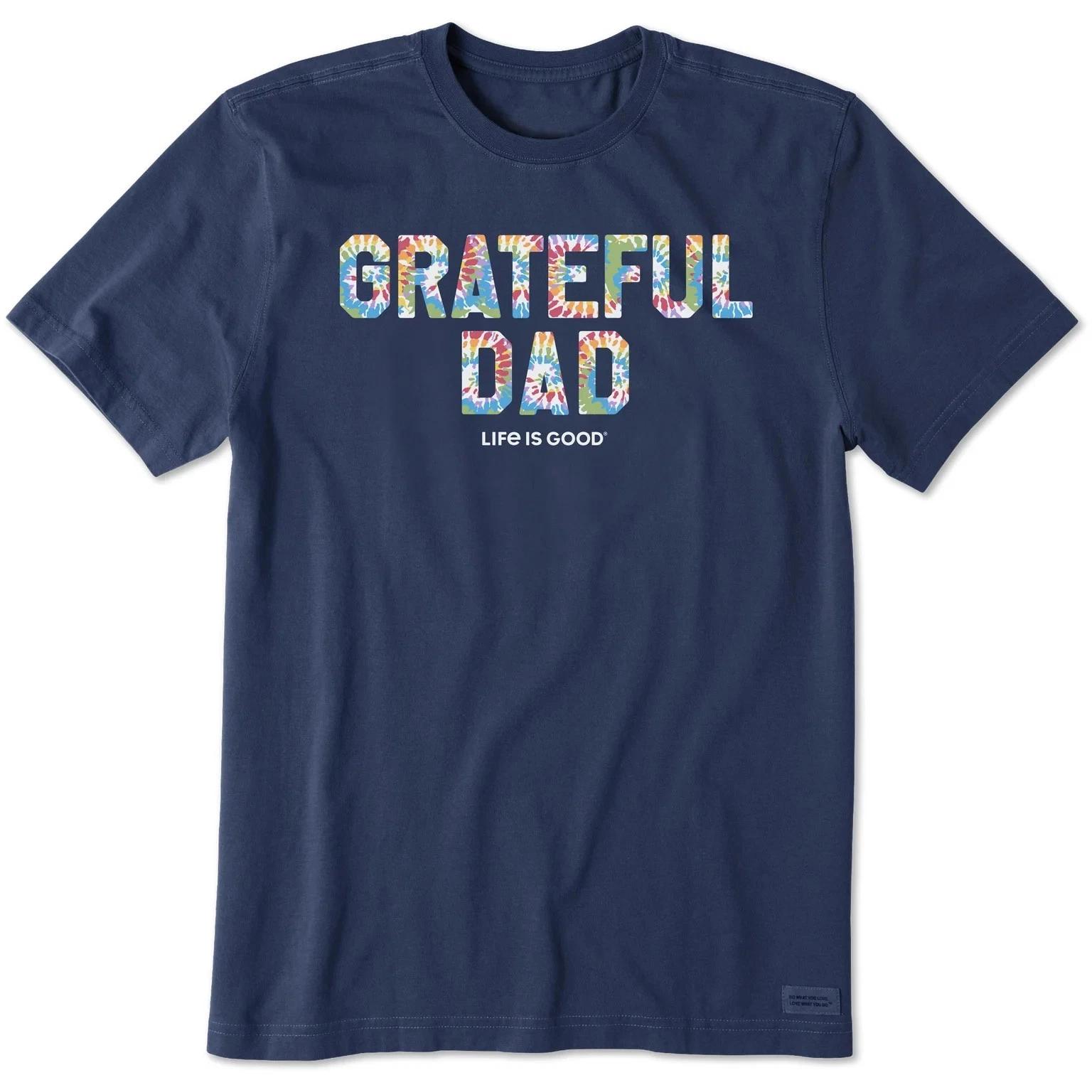 

Life is Good. Men s Grateful Dad Tie Dye Short Sleeve Crusher Tee, Darkest Blue XL