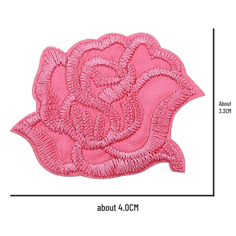 Self-Adhesive Small Embroidered Rose Patch - Fabric Jacket Label & Journal Decoration