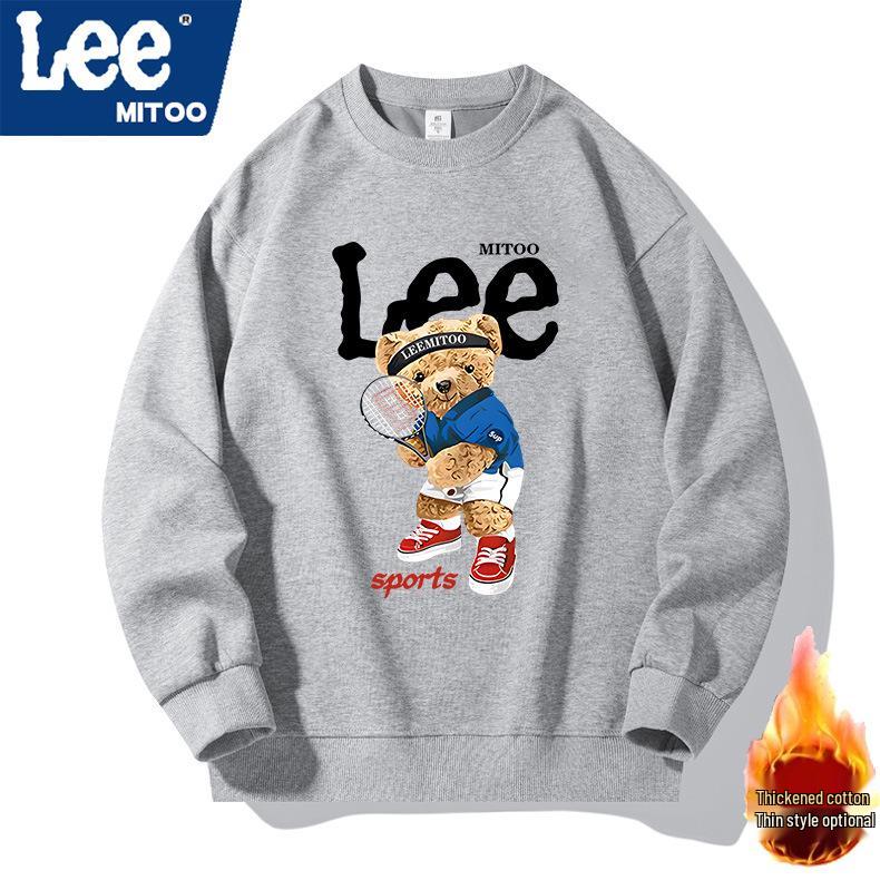 Lee & Mitoo Unisex Casual Fleece-gefüttertes Sweatshirt, 2025 Herbst/Winter Amerikanische Trendmarke