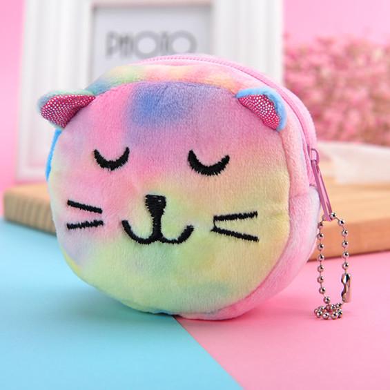 Colorful 3D Round Plush Coin Bag for Lipstick & Cables