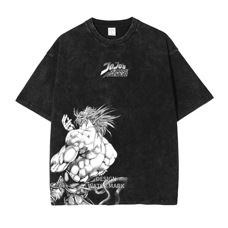 JoJo's Bizarre Adventure Manga T-shirt Anime Graphic Print T Shirt Men Women Clothing Short Sleeve Tees Washed Oversized Tshirt