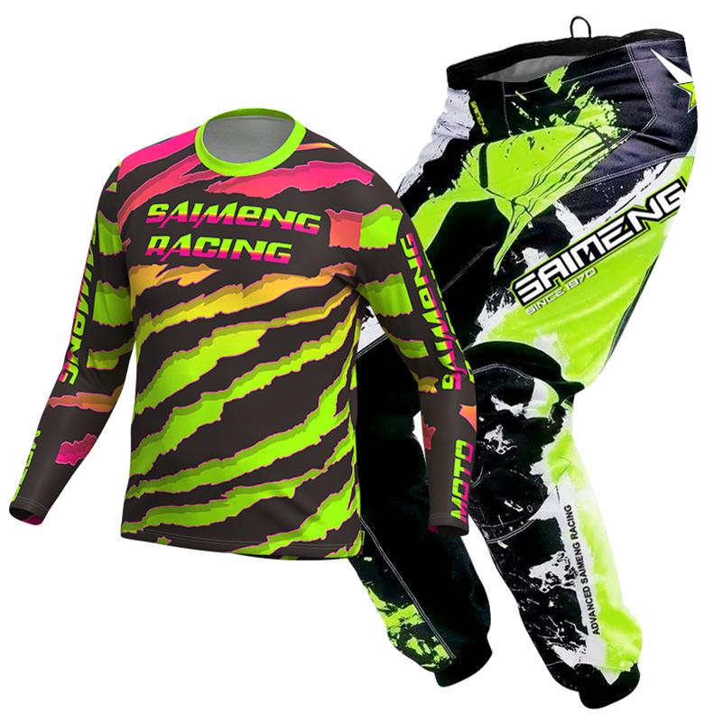 Zestaw odzieży motocrossowej dla dzieci Młodzieżowy Zestaw Koszulka Spodnie Dziecko zielony Motocykl czarny 3 4 5 6 7 8 9 10 lat Kombinezon crossowy niebieski pomarańczowy Enduro cross chłopiec dziewczynka