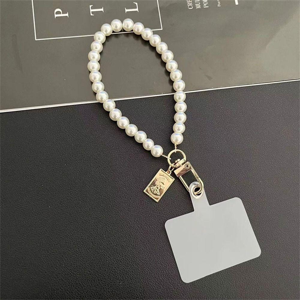 

Cell Phone Bracelet Mobile Phone Lanyard Pearl Wrist Strap Pearl Lanyard Strap Short Pearl Lanyard E