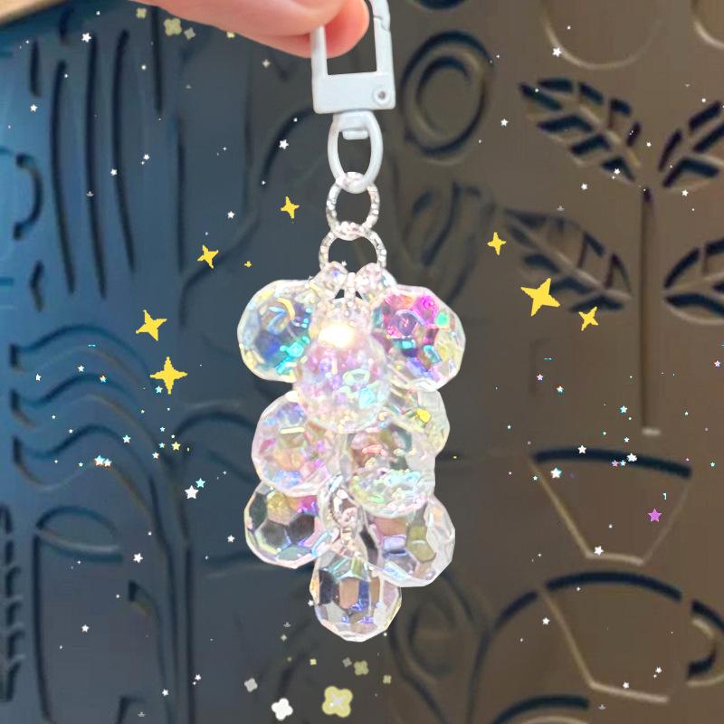 Charming Transparent Acrylic Grape Cluster Keychain - Women's Handbag Accessory & Small Gift