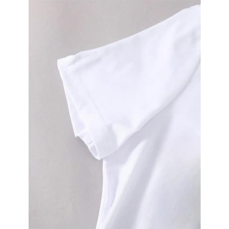 European sizes Women's Printed T-shirt, Women's Round Neck Short Sleeve, Spring and Summer Casual Top, Women's Versatile Niche Clothing