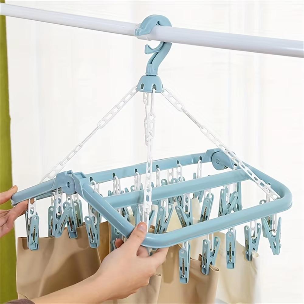 32Clips Hanging Drying Rack Foldable Baby And Toddler Accessories Finishing Storage Rack